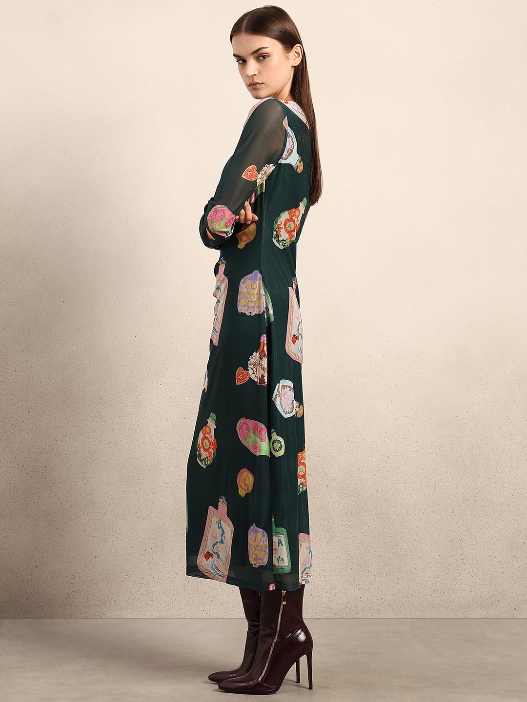 Green Printed Bodycon Dress