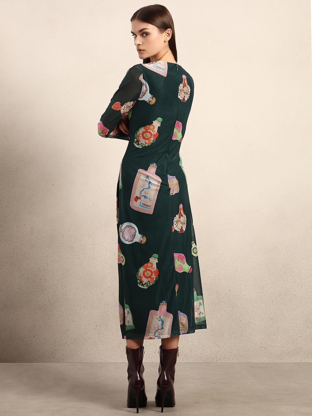 Green Printed Bodycon Dress