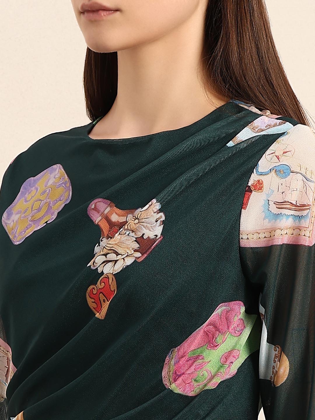 Green Printed Bodycon Dress