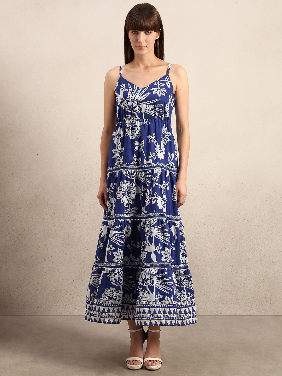 Blue Printed Maxi Dress