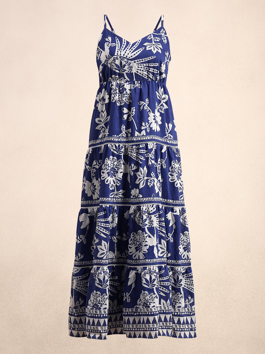 Blue Printed Maxi Dress
