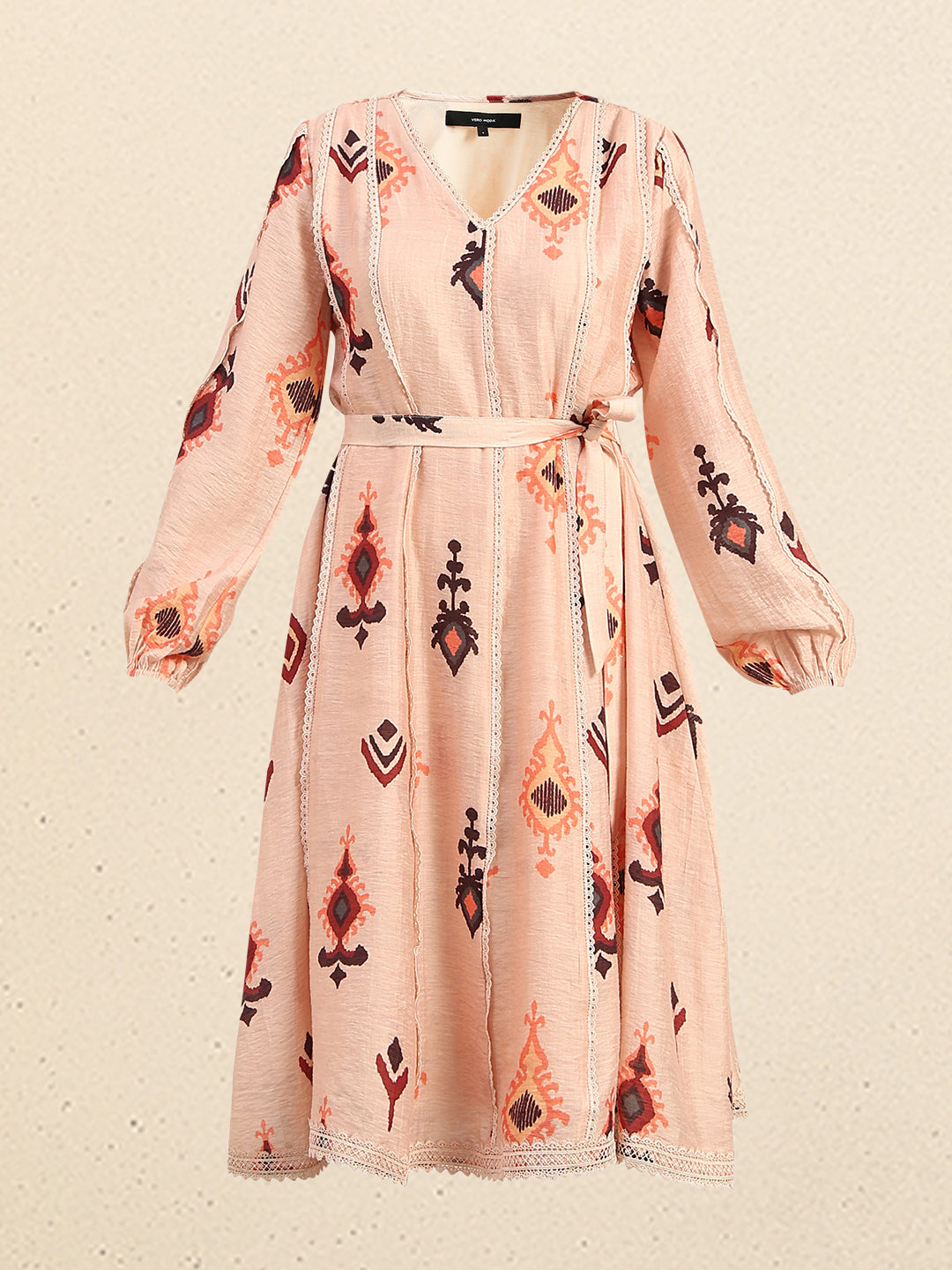 Pink Printed Midi Dress