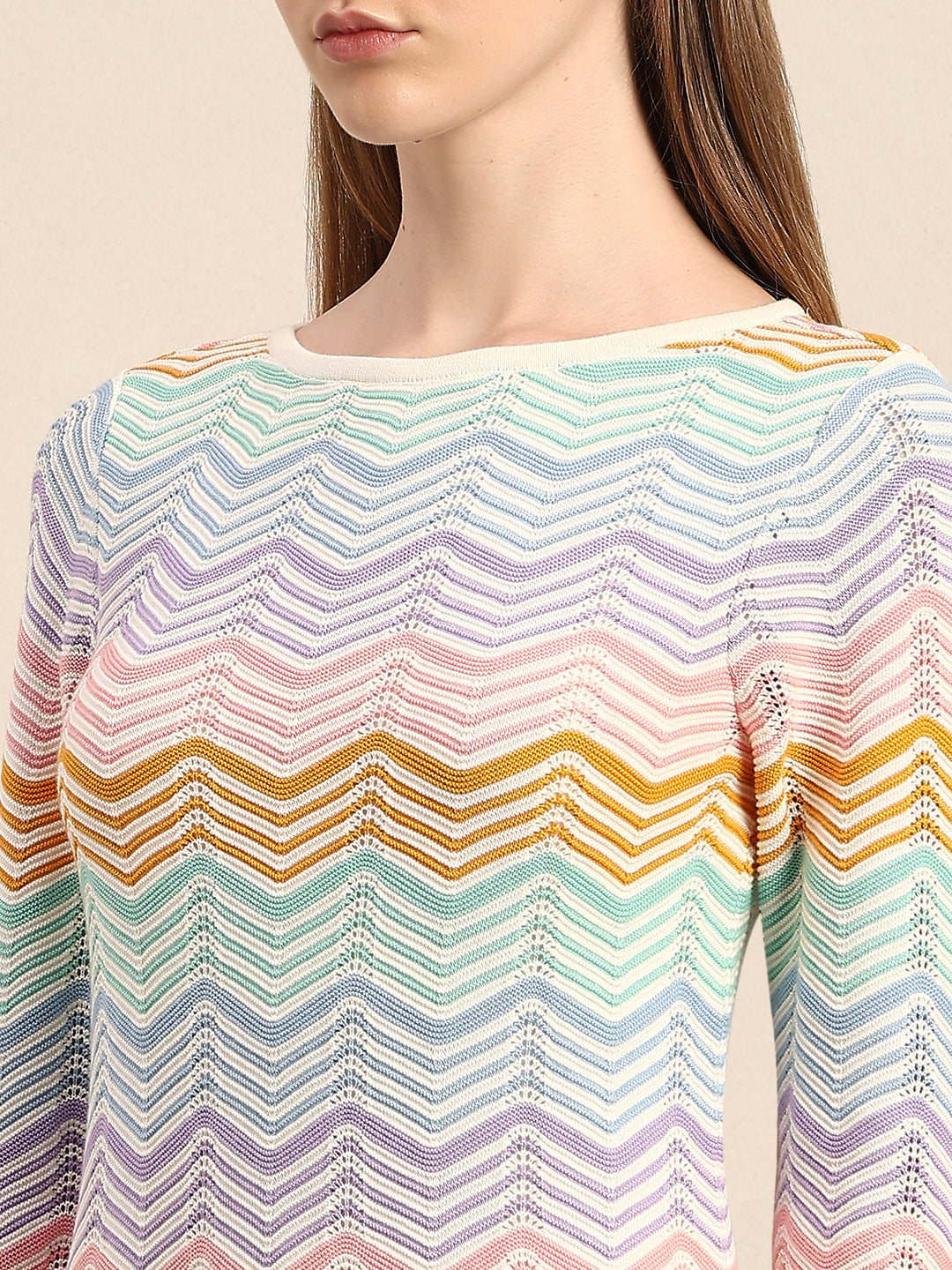 Chevron Print Knitted Mini Dress