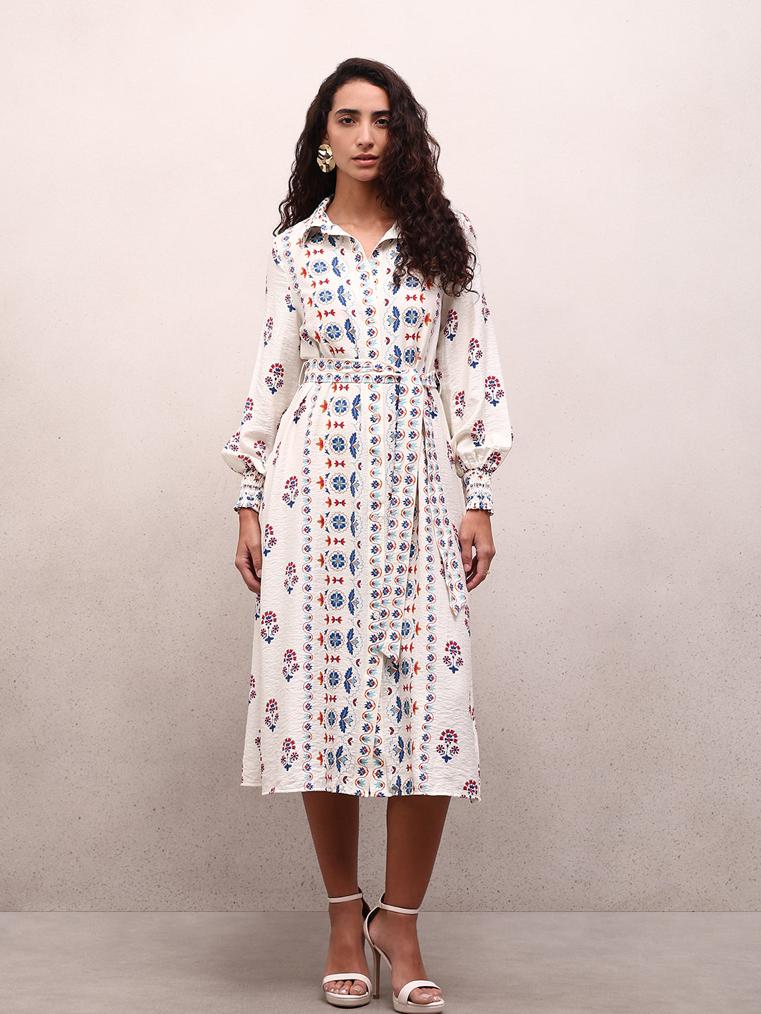 Printed Midi Shirt Dress
