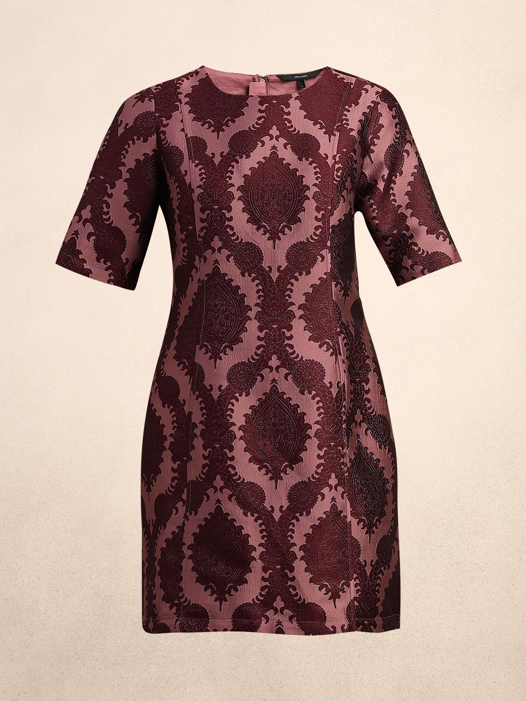 Maroon Printed Mini Dress