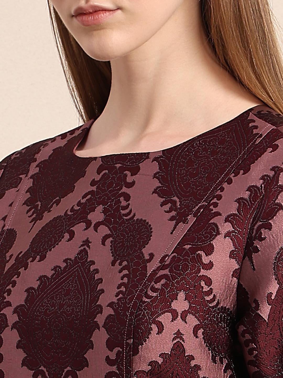 Maroon Printed Mini Dress