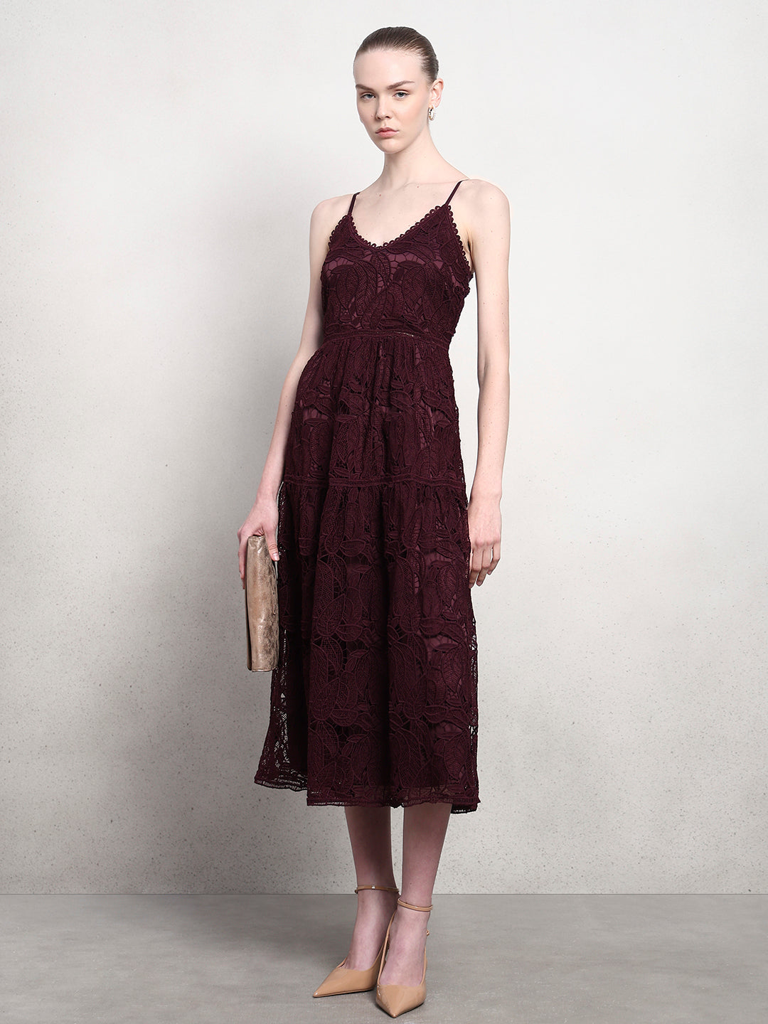 Lace Fit & Flare Midaxi Dress - VERO MODA