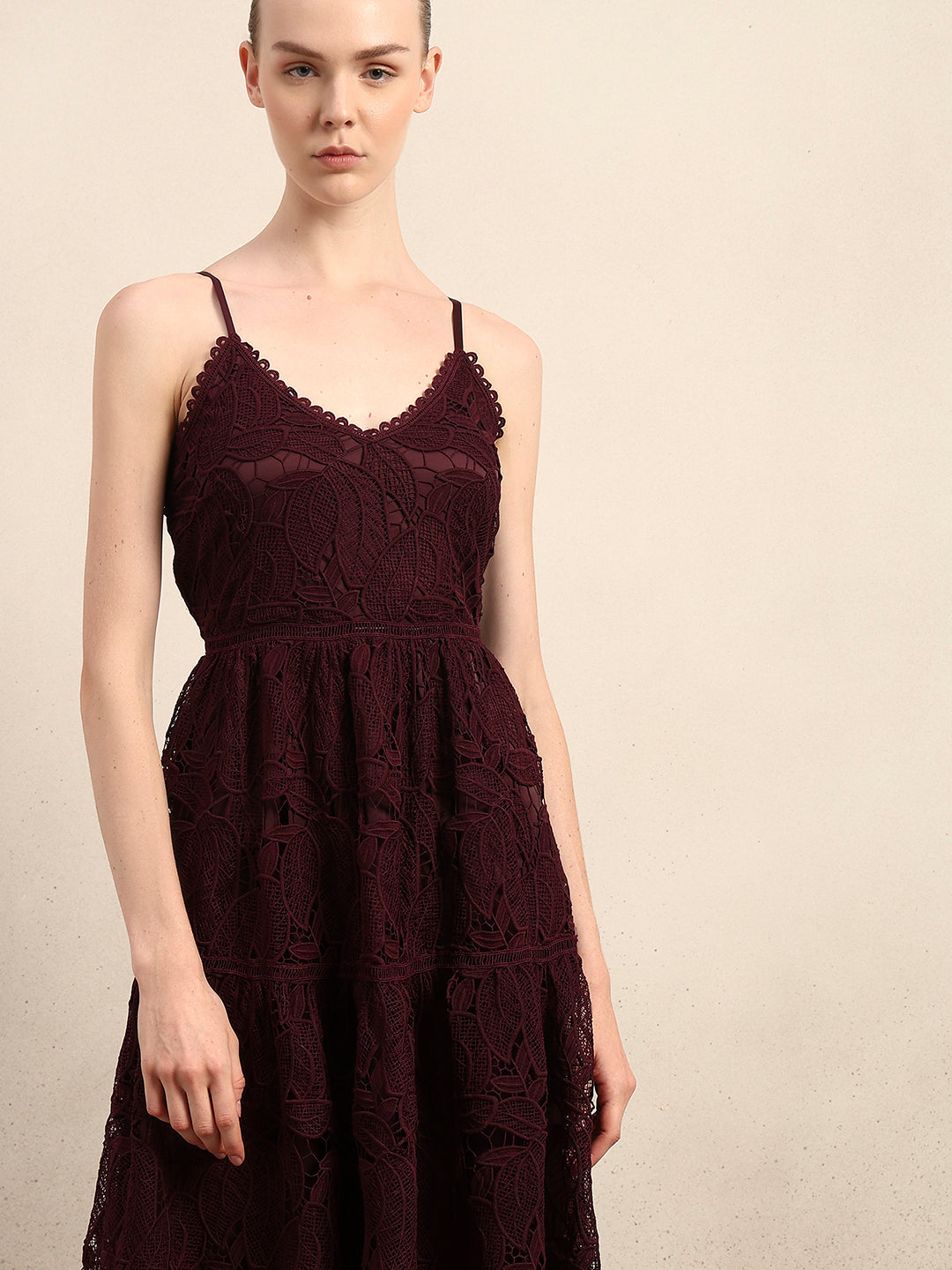 Lace Fit & Flare Midaxi Dress