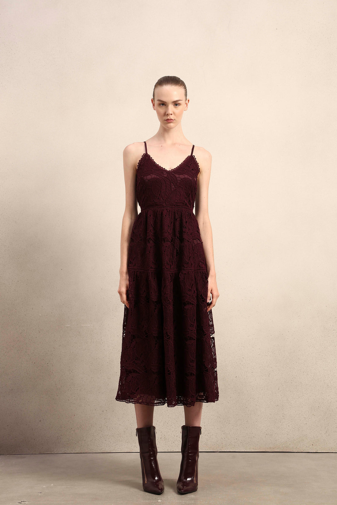 Lace Fit & Flare Midaxi Dress