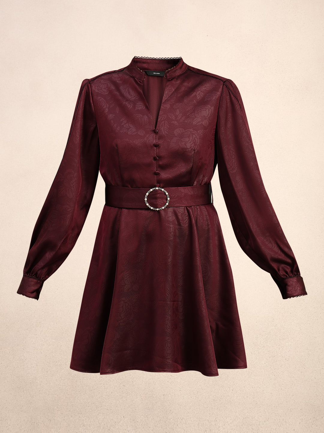 Puff Sleeves Belted Mini Dress