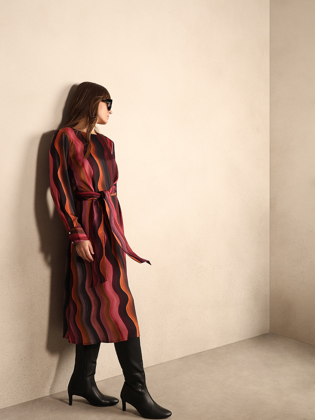 Red Printed Midaxi Dress