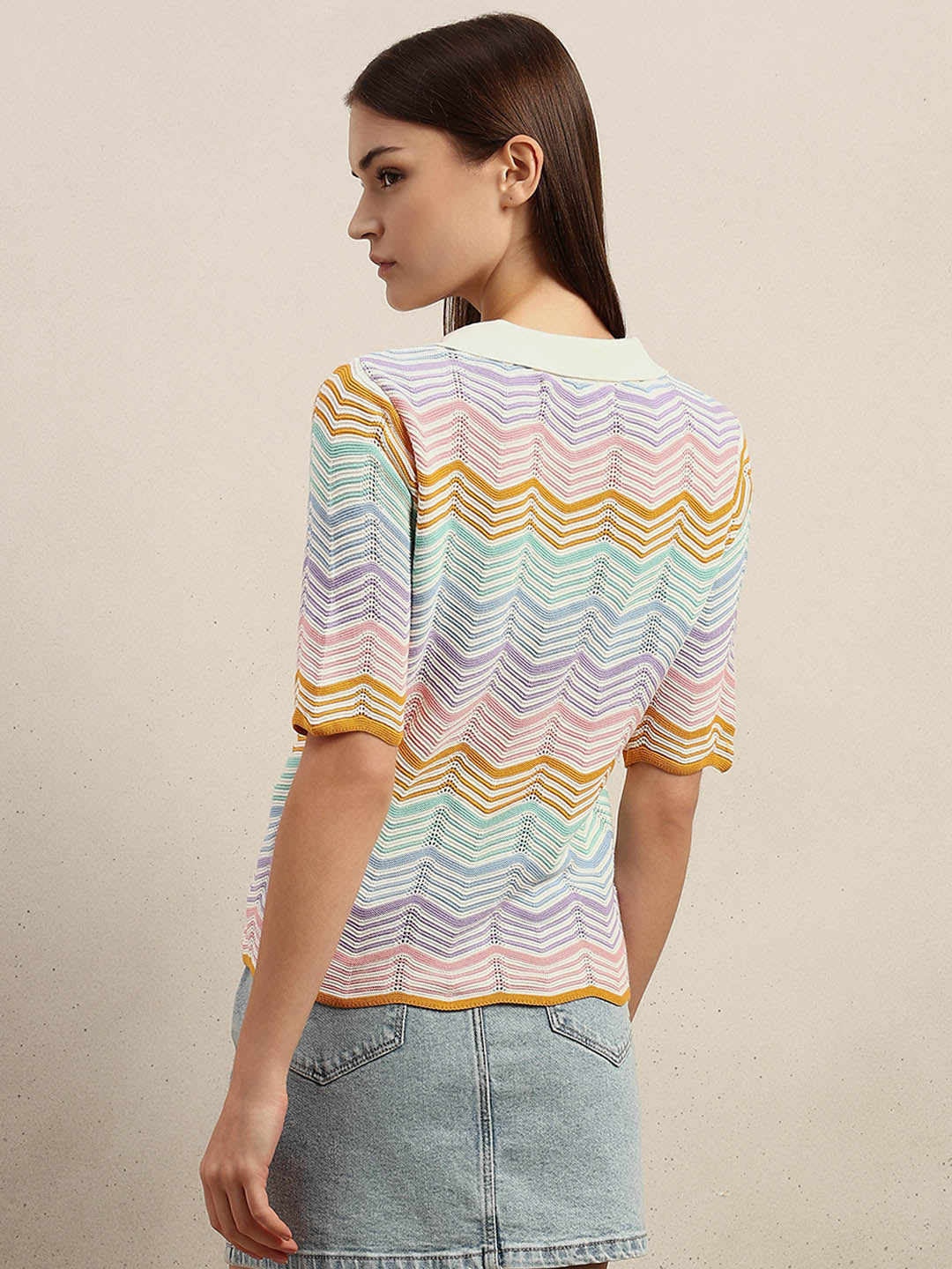 Chevron Print Knit Polo