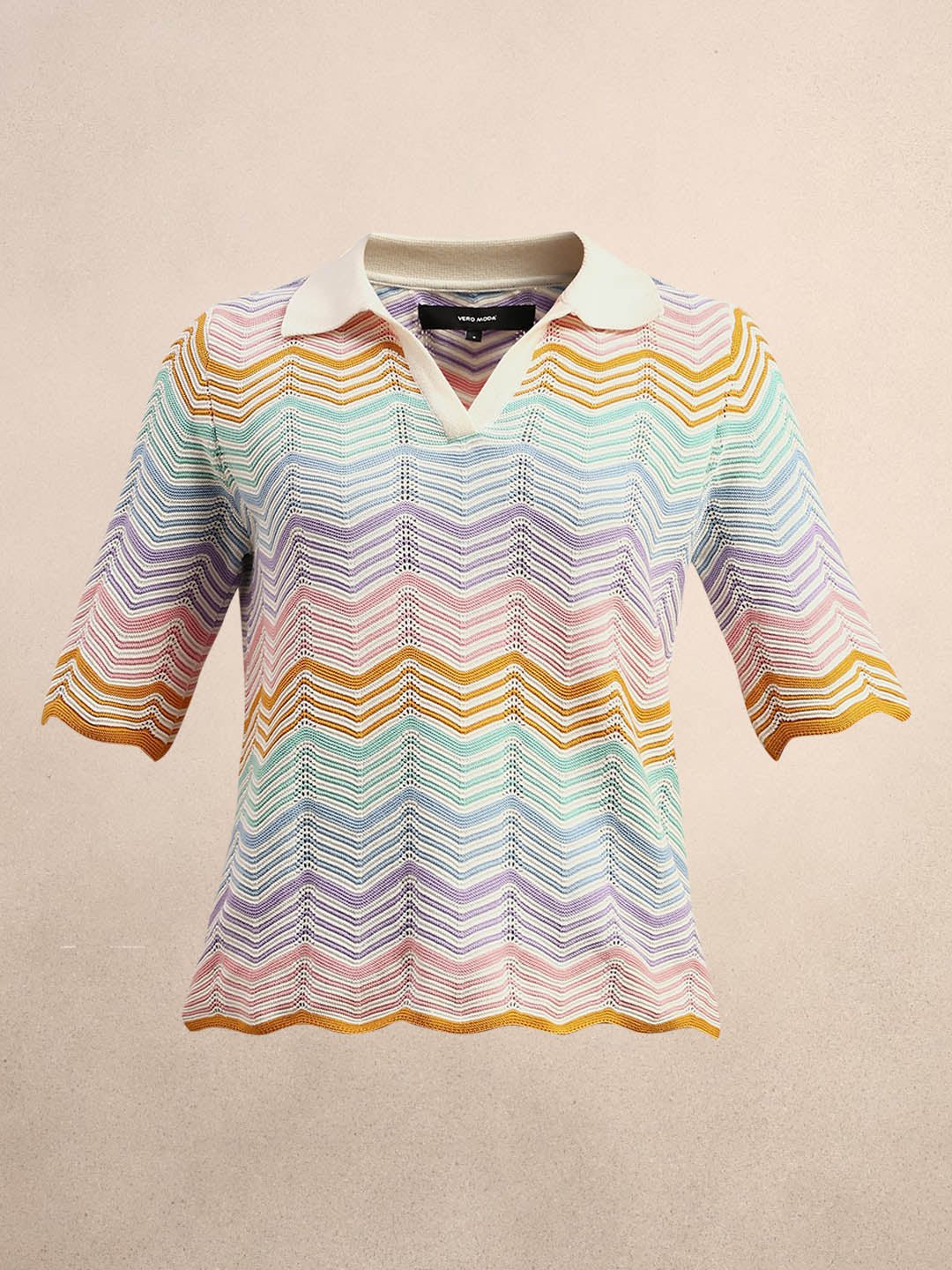 Chevron Print Knit Polo