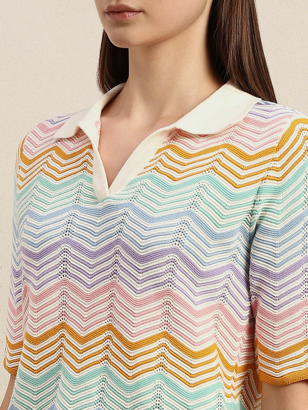 Chevron Print Knit Polo