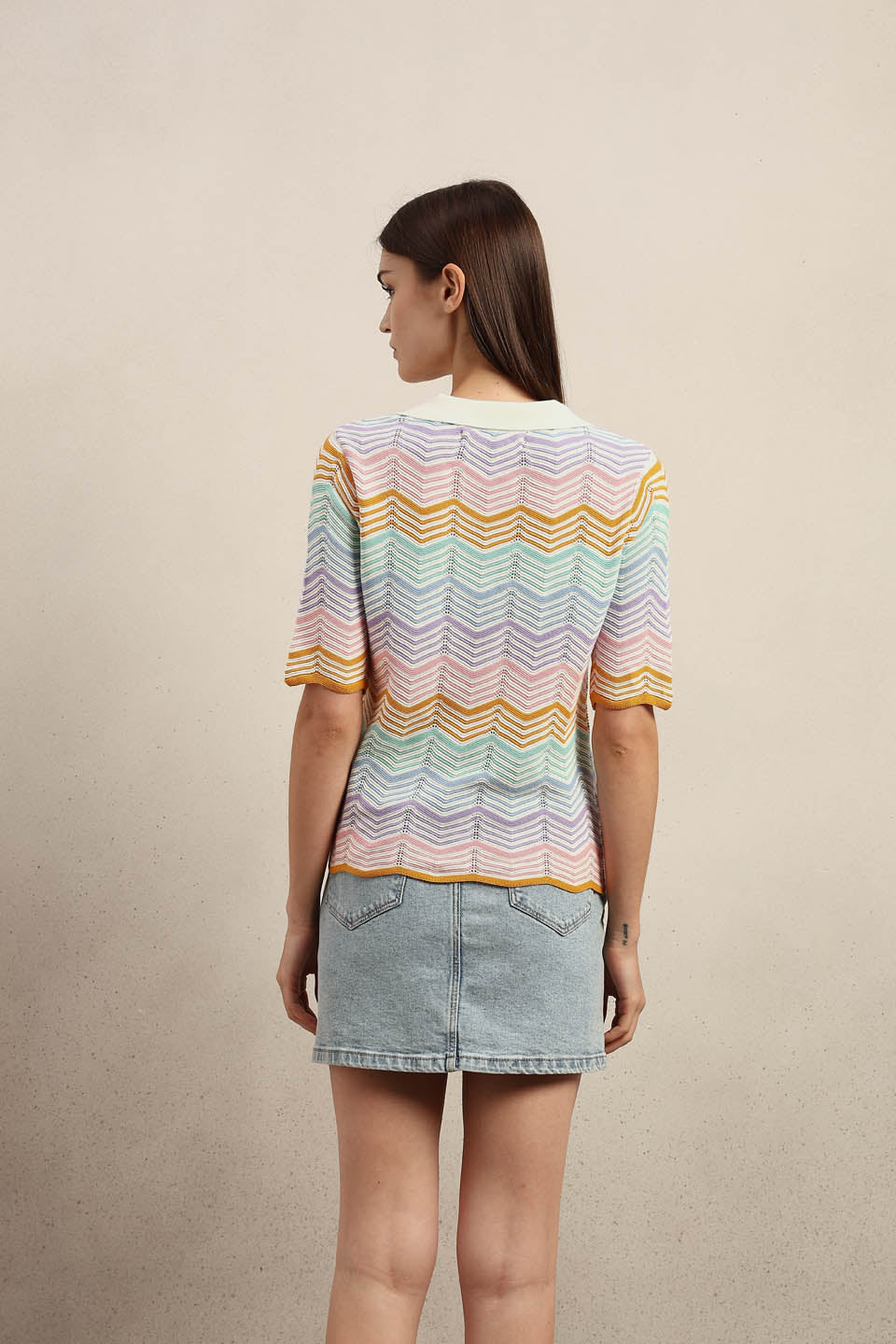 Chevron Print Knit Polo