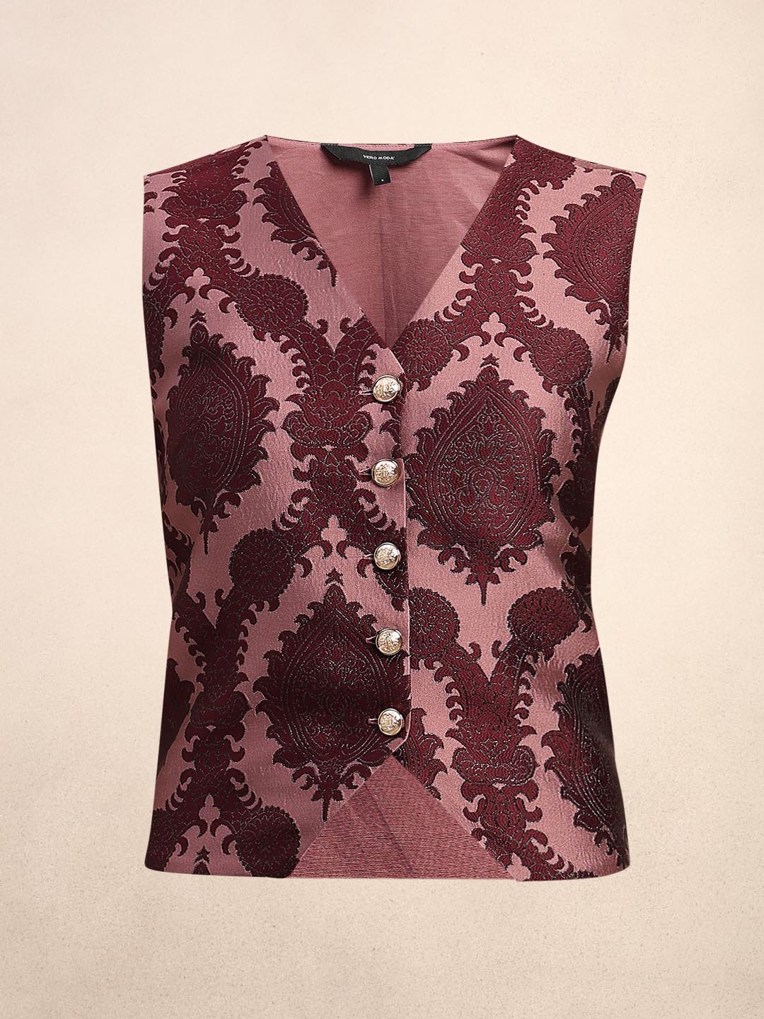 Maroon Jacquard Vest Top