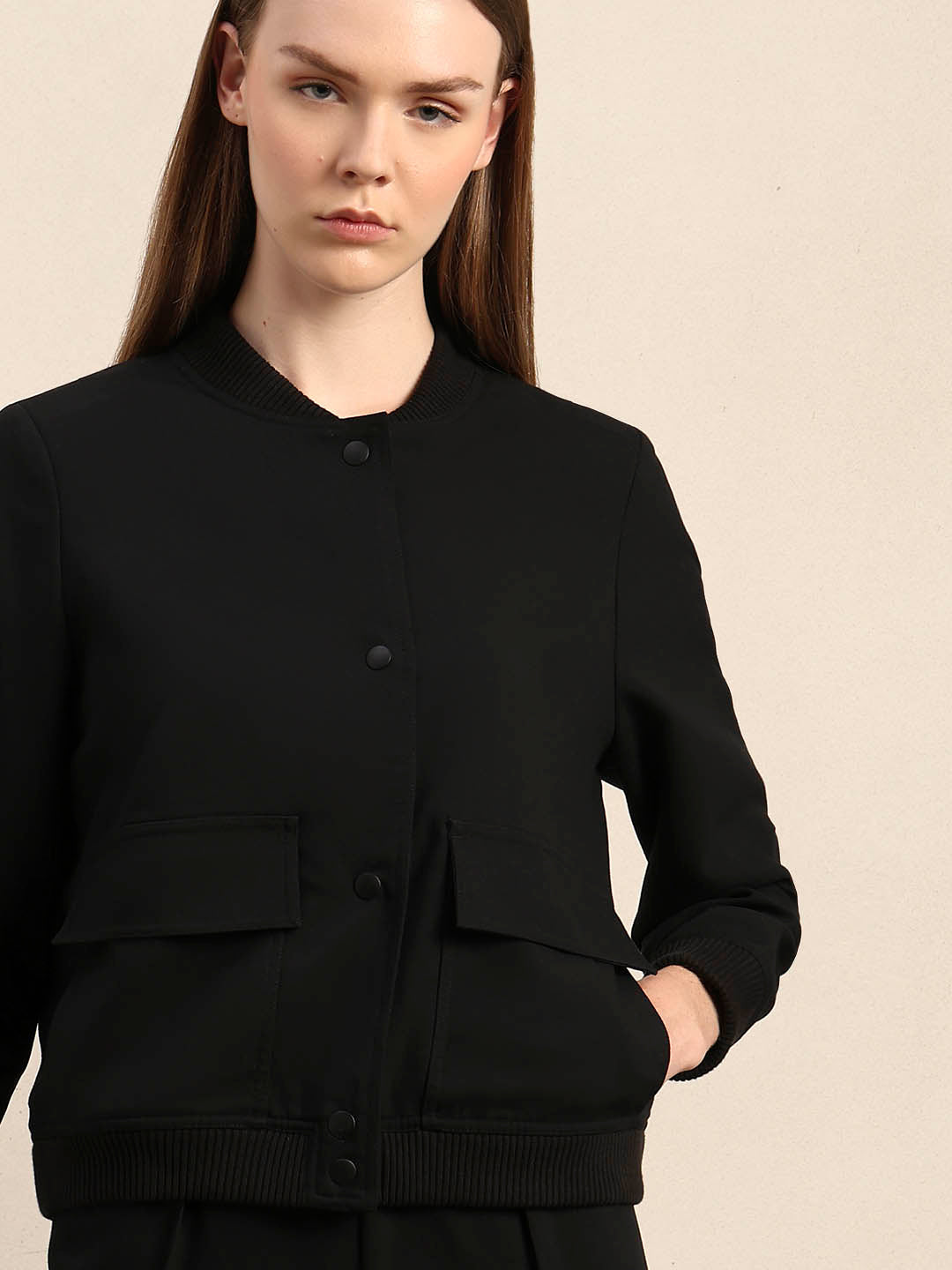 Black Utility Bomber Jacket