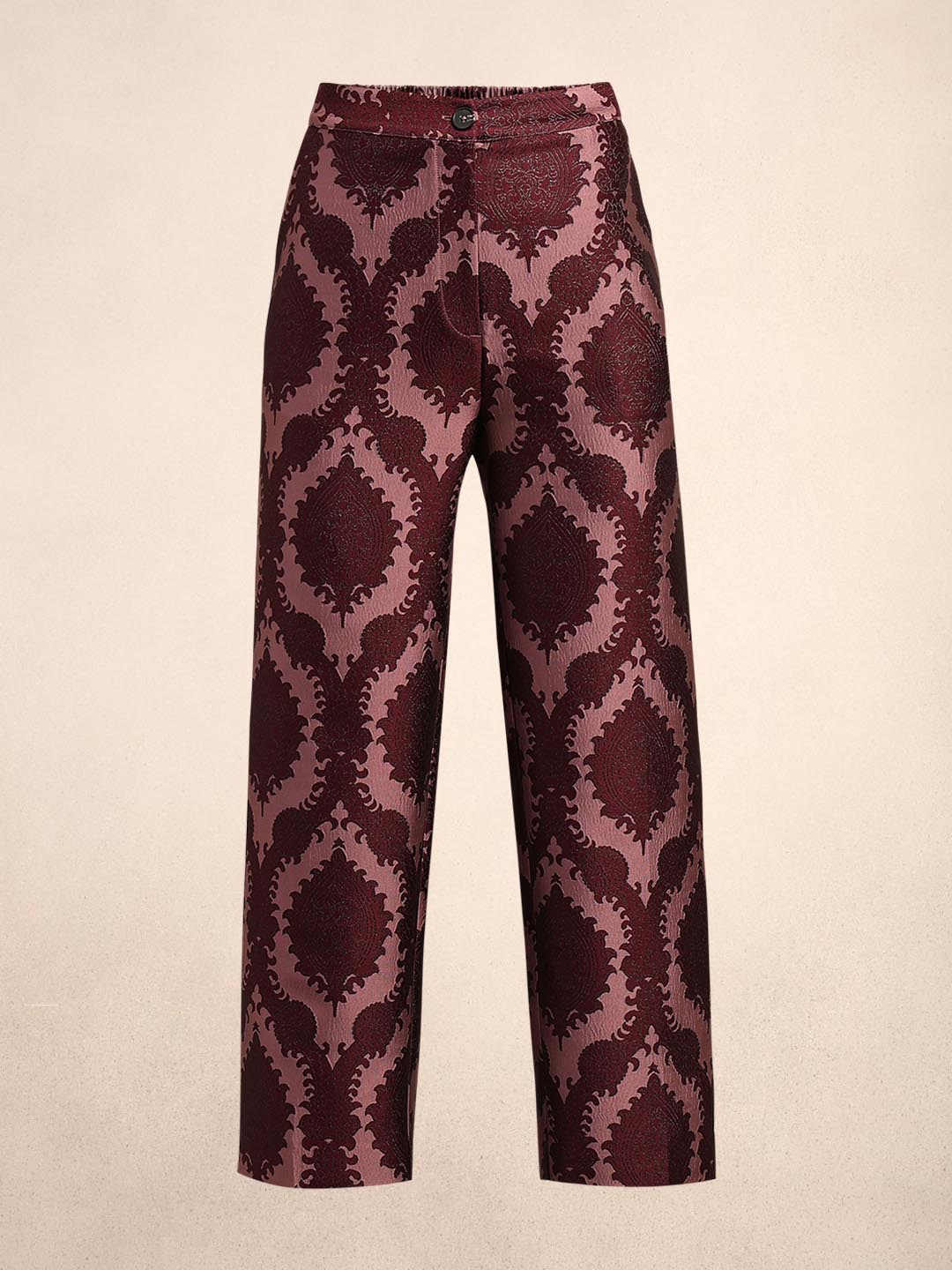 Red Printed Straight Fit Pants