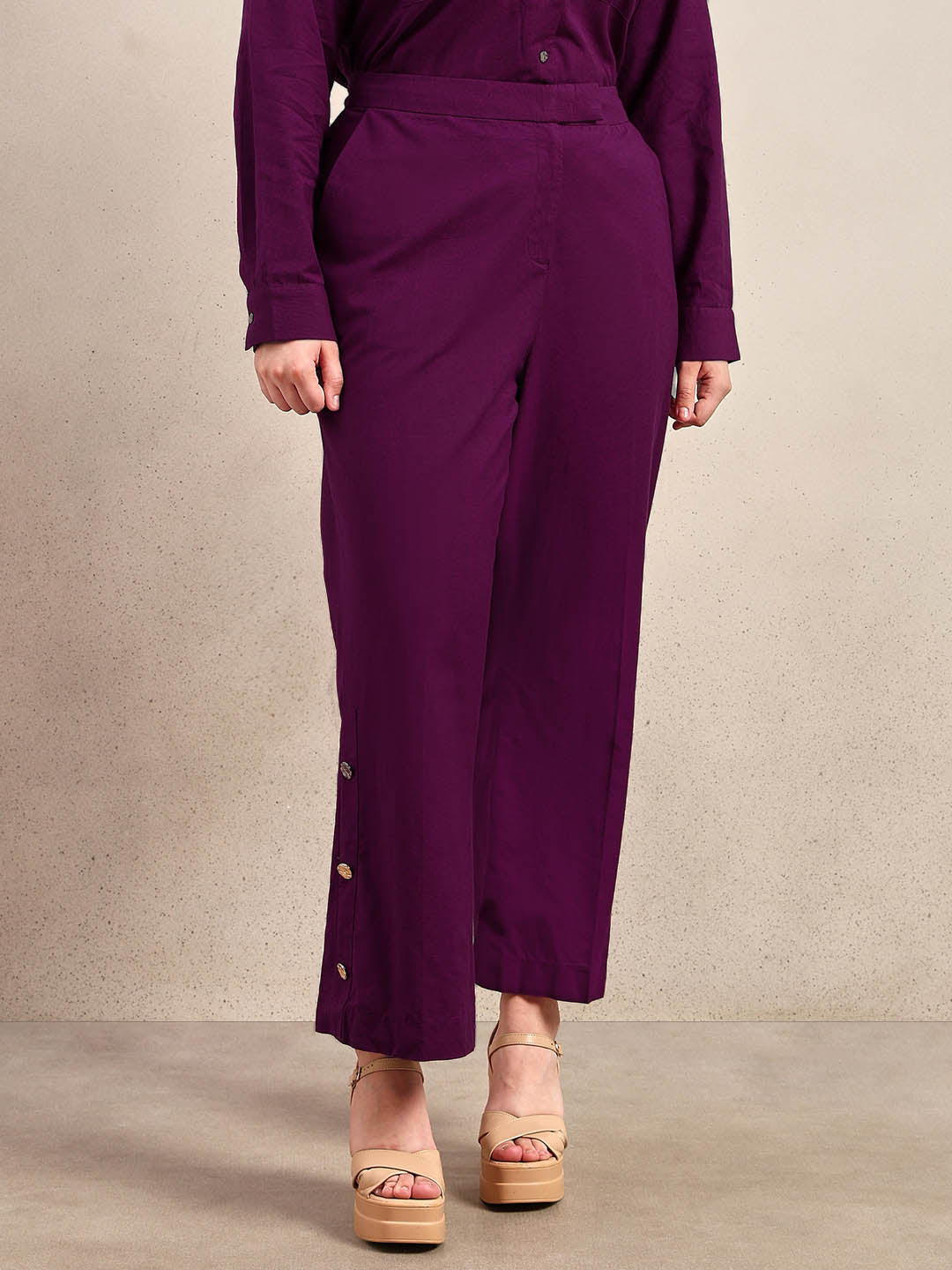 Curve Purple Wide Leg Pants