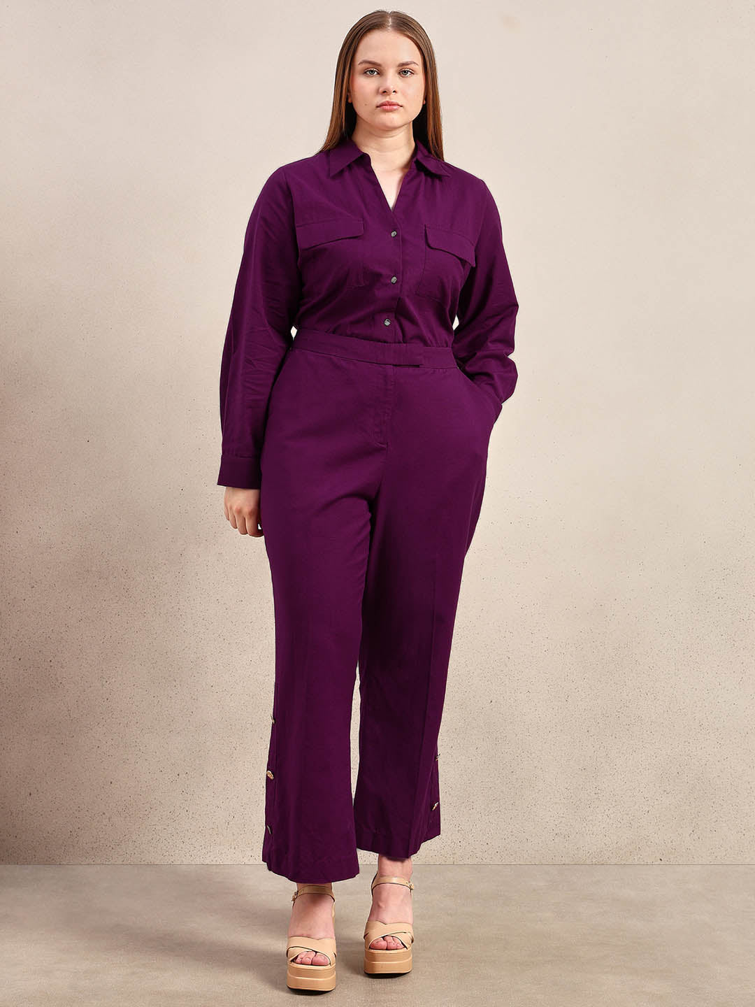 Curve Purple Wide Leg Pants