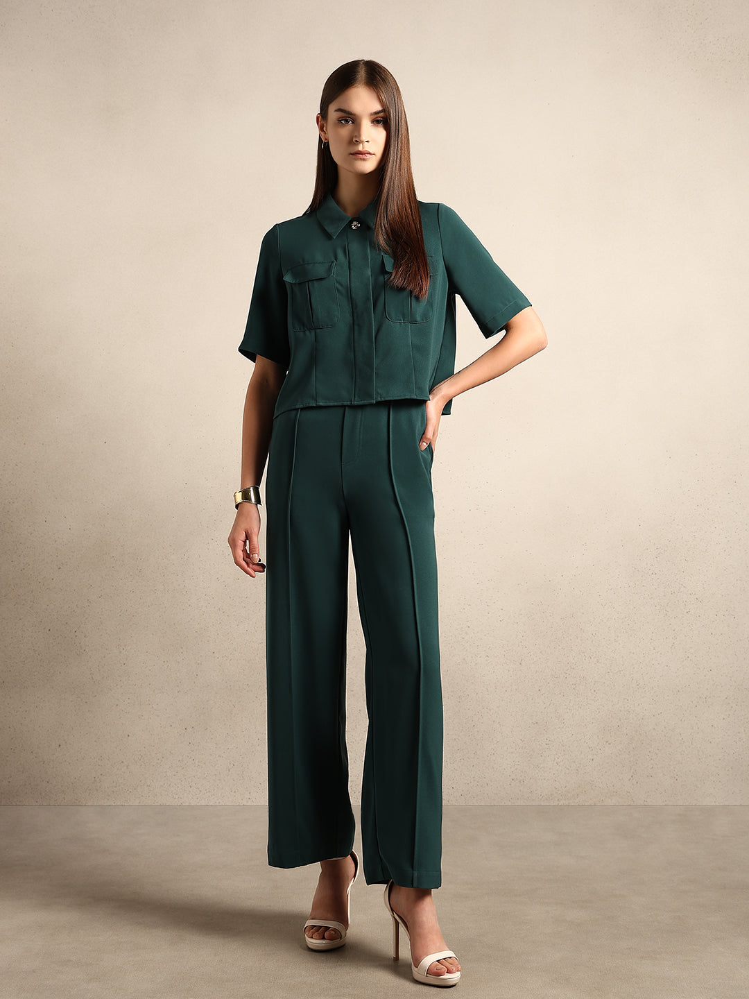 Dark Green Ankle Length Pants