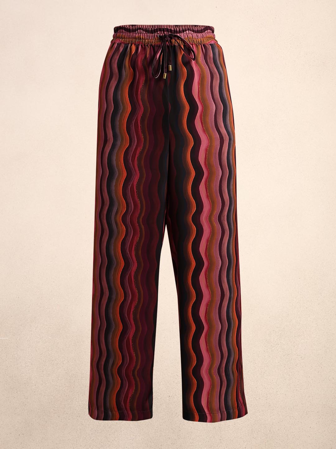 Maroon Printed Wide Leg Pants