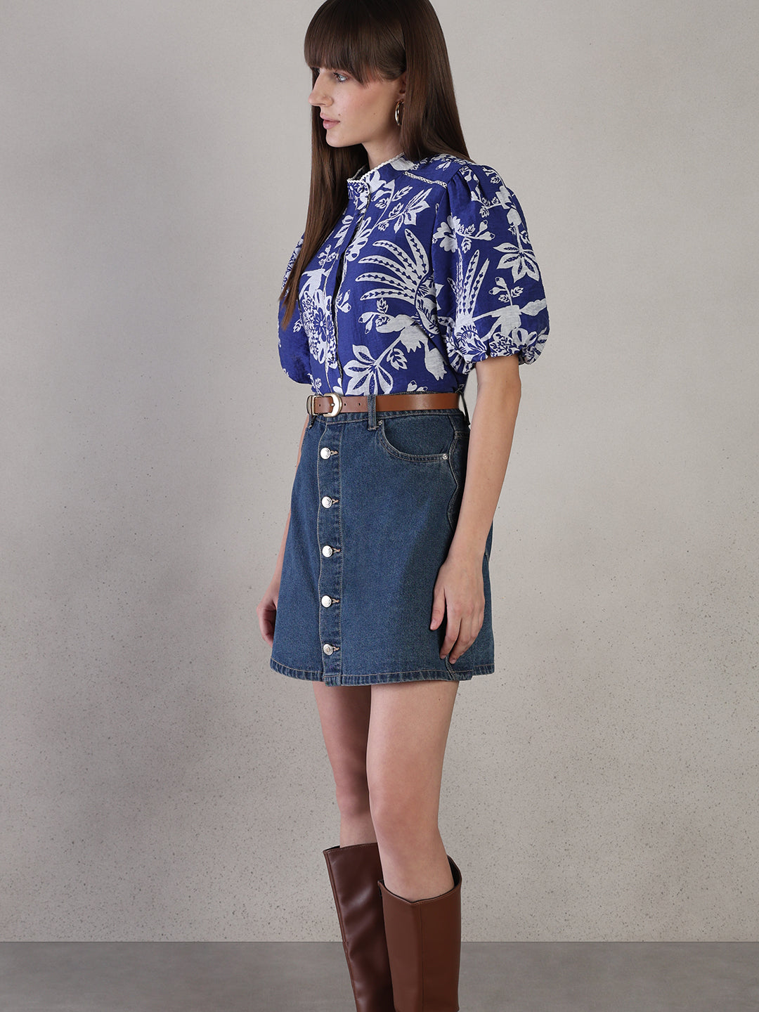 Printed Puff Sleeves Shirt