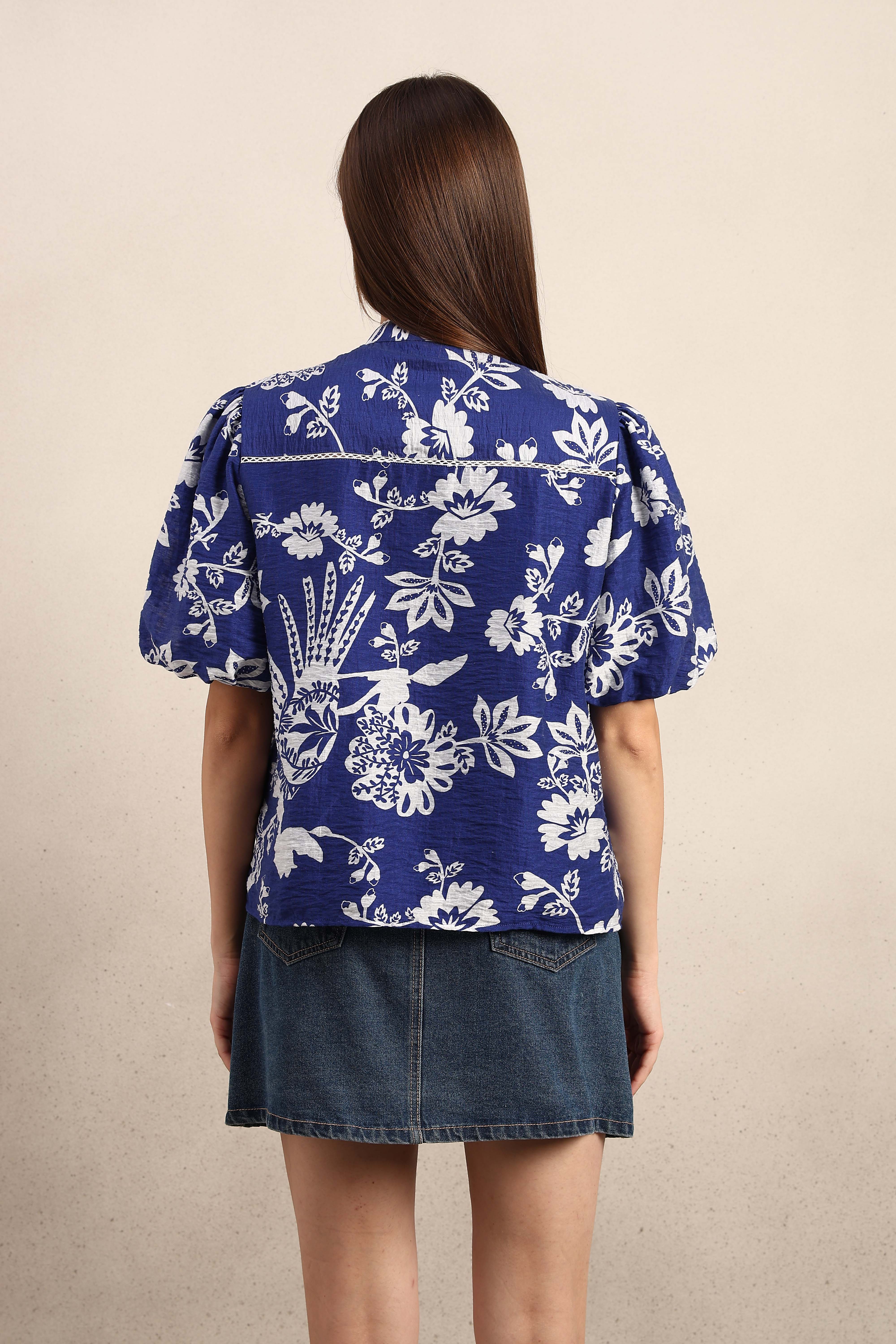 Printed Puff Sleeves Shirt