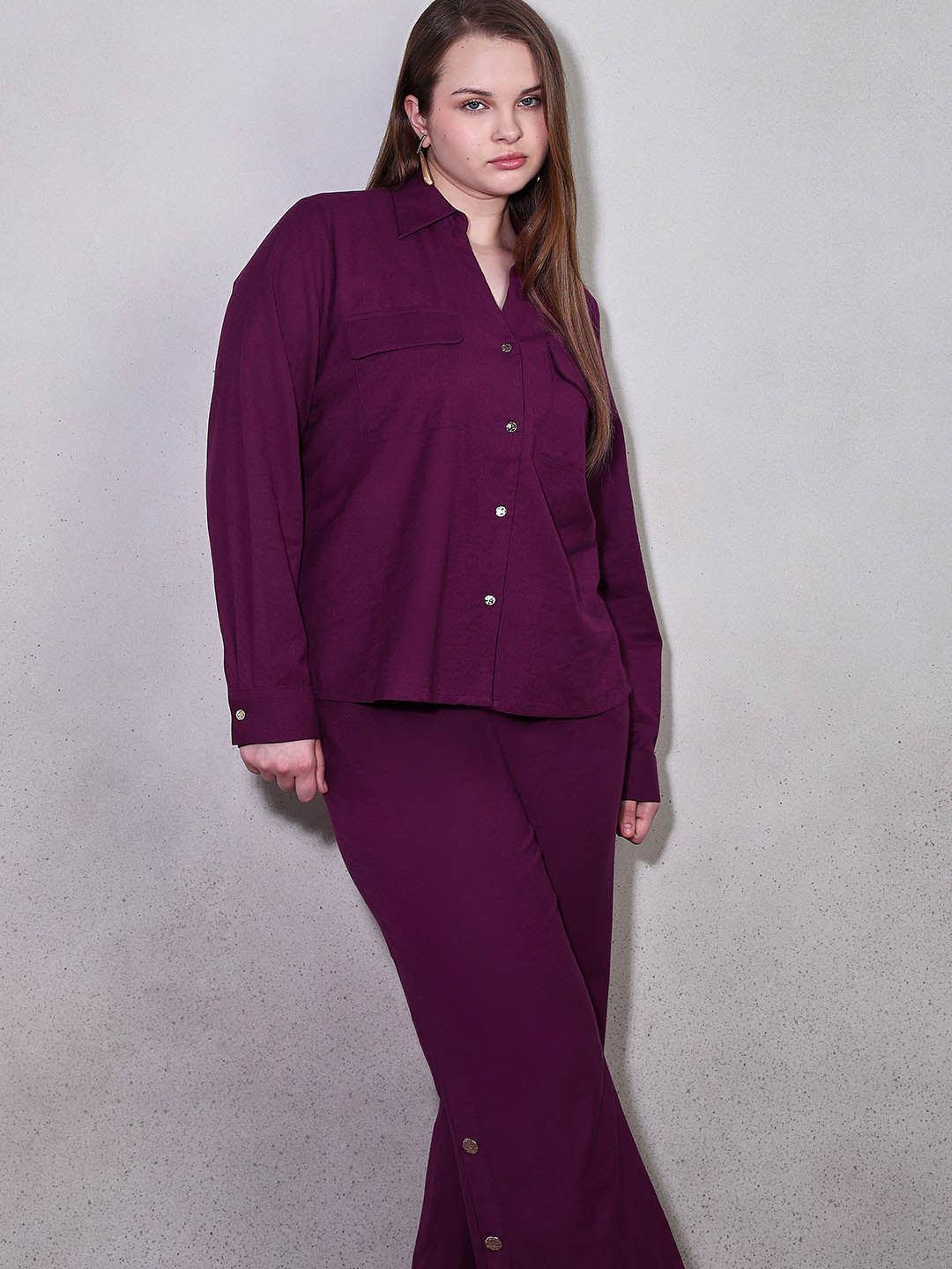 Curve Purple Button-Up Shirt