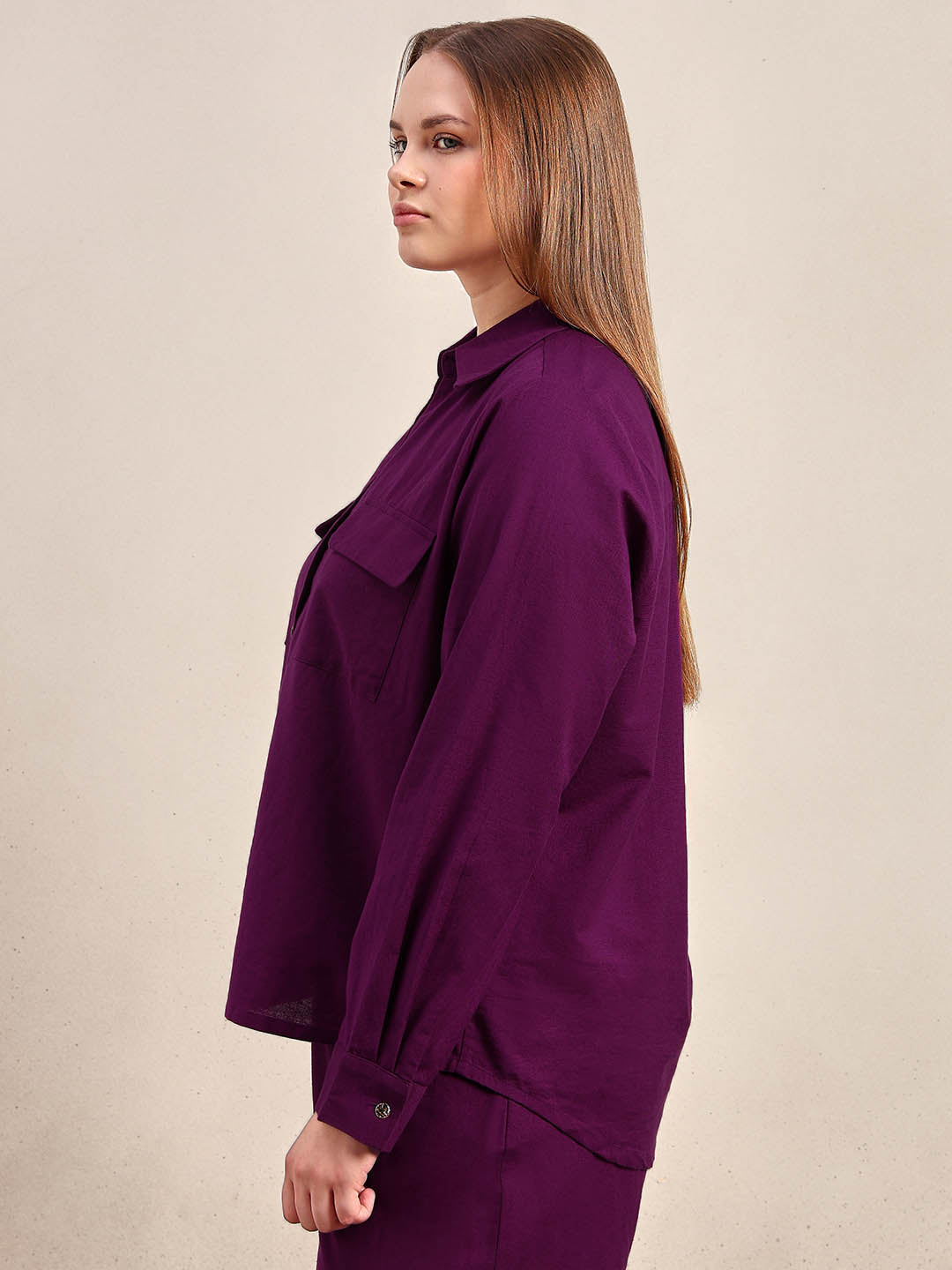 Curve Purple Button-Up Shirt