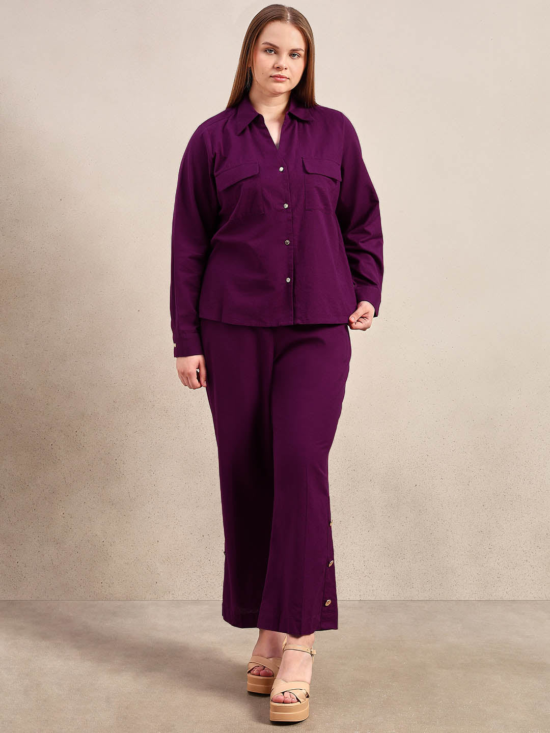 Curve Purple Button-Up Shirt