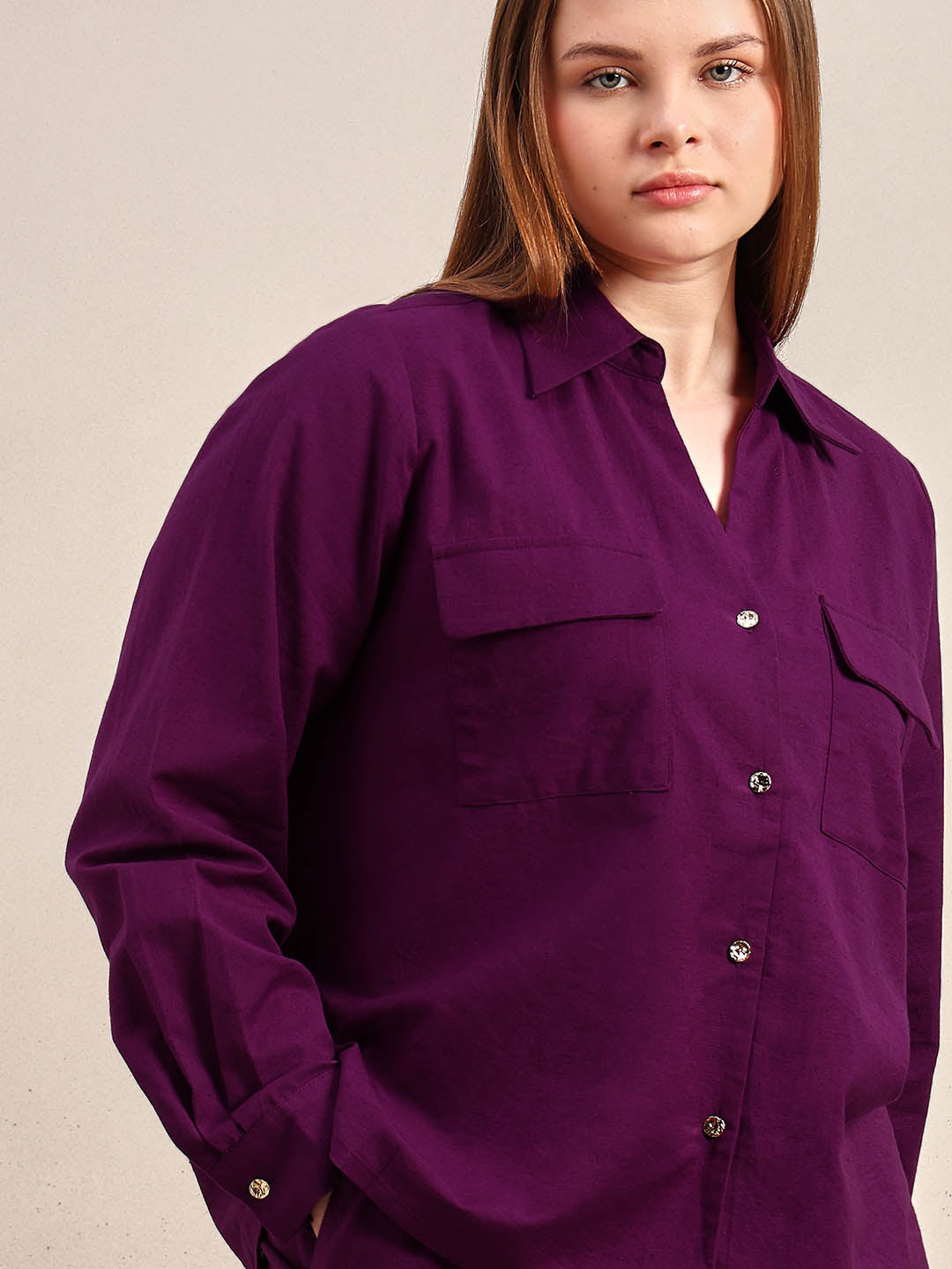 Curve Purple Button-Up Shirt