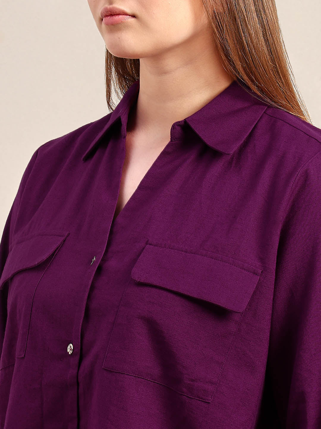 Curve Purple Button-Up Shirt
