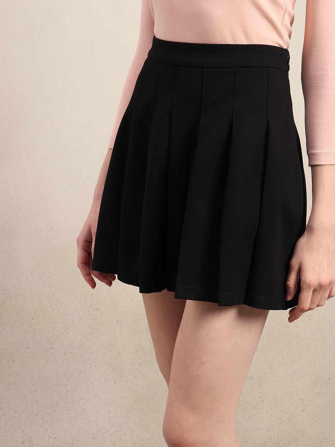 Black Pleated Mini Skirt