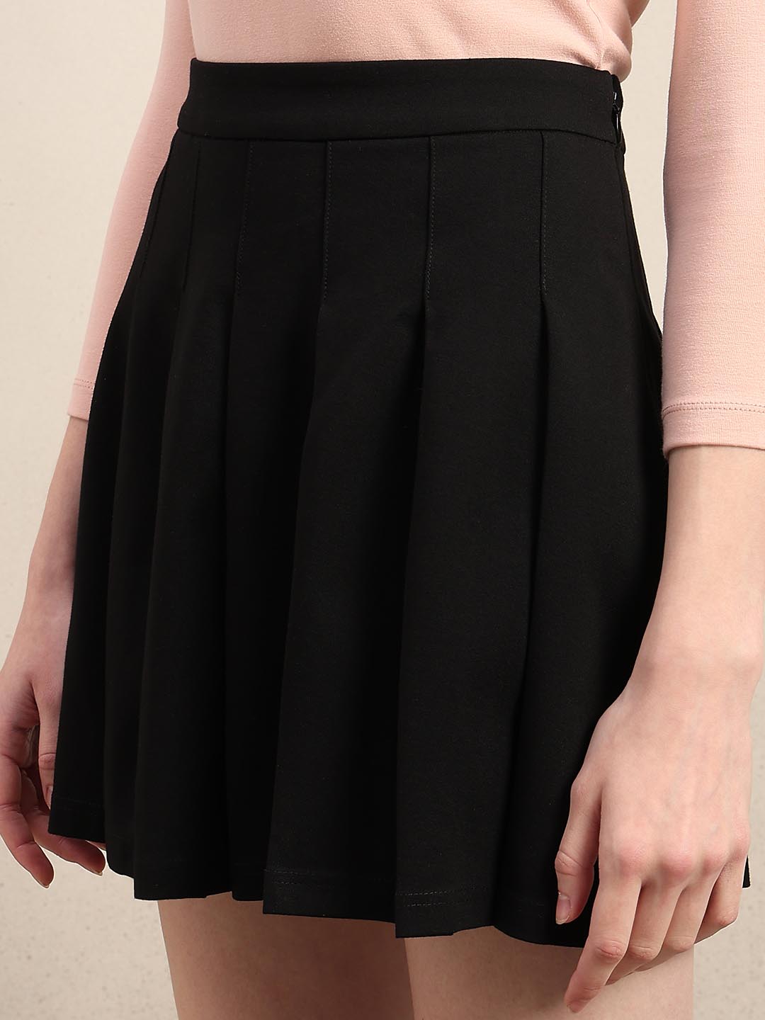 Black Pleated Mini Skirt