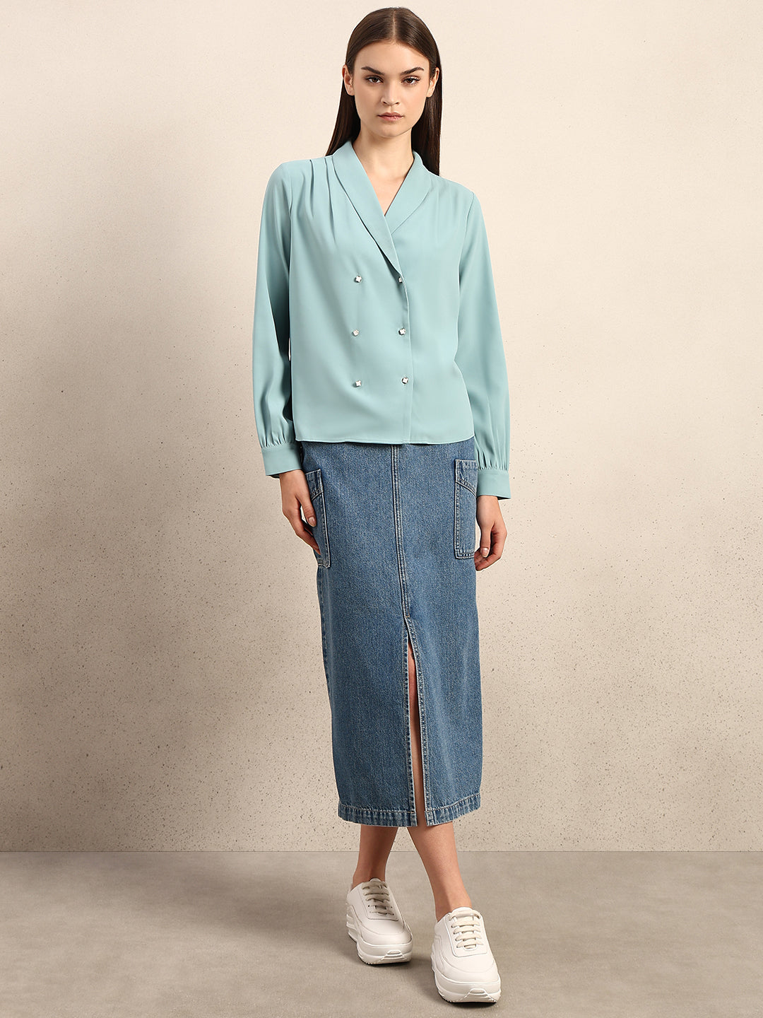 Light Blue Full Sleeves Top