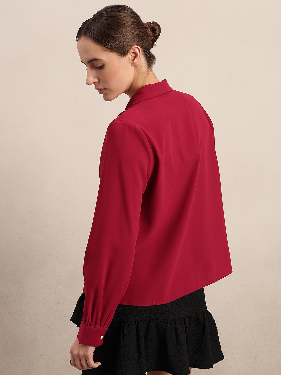 Red Shawl Collar Top