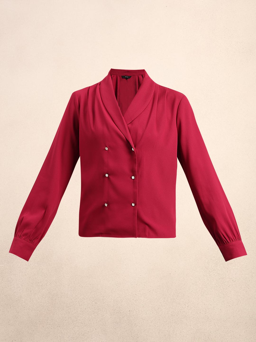 Red Shawl Collar Top