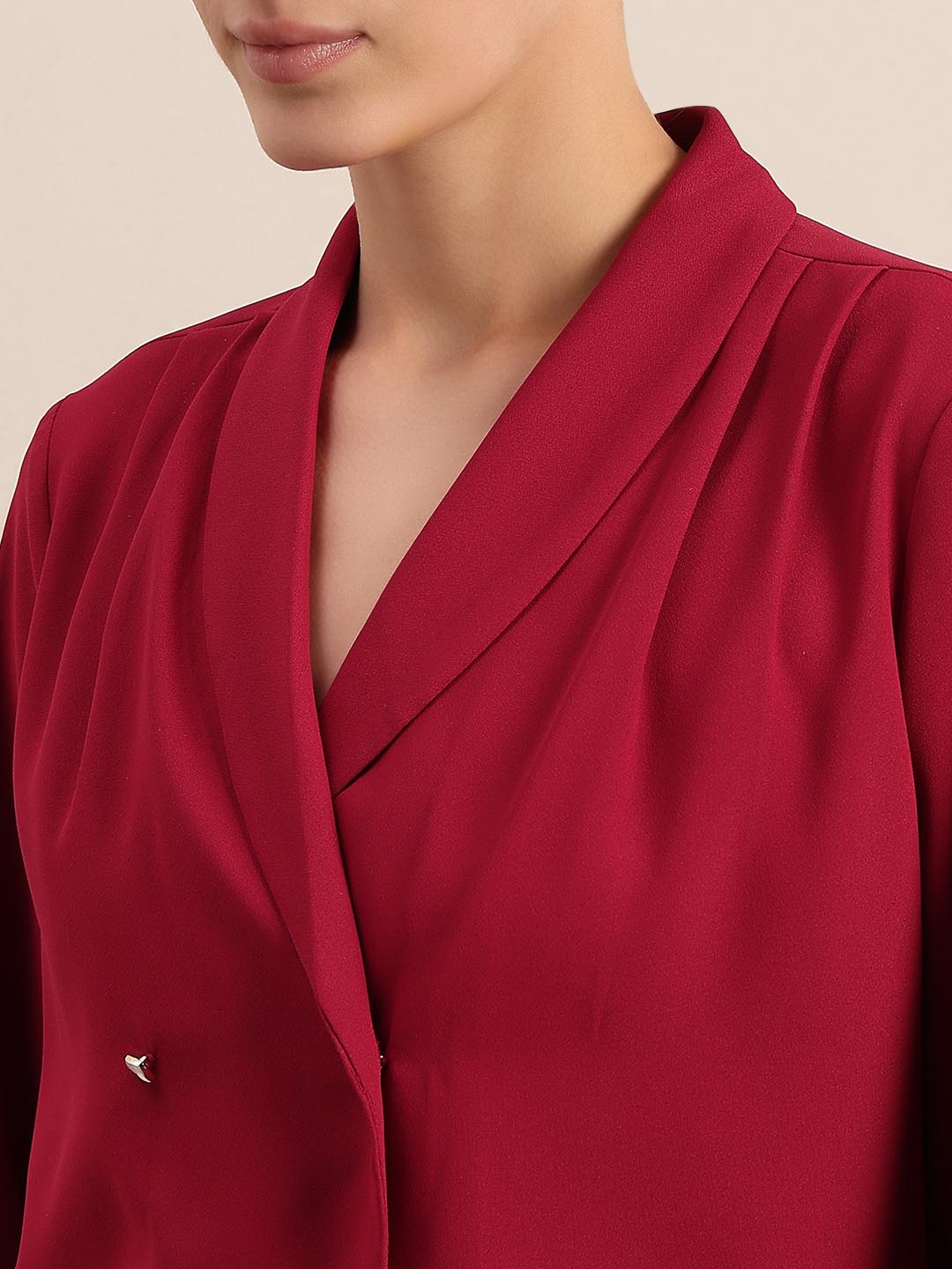 Red Shawl Collar Top
