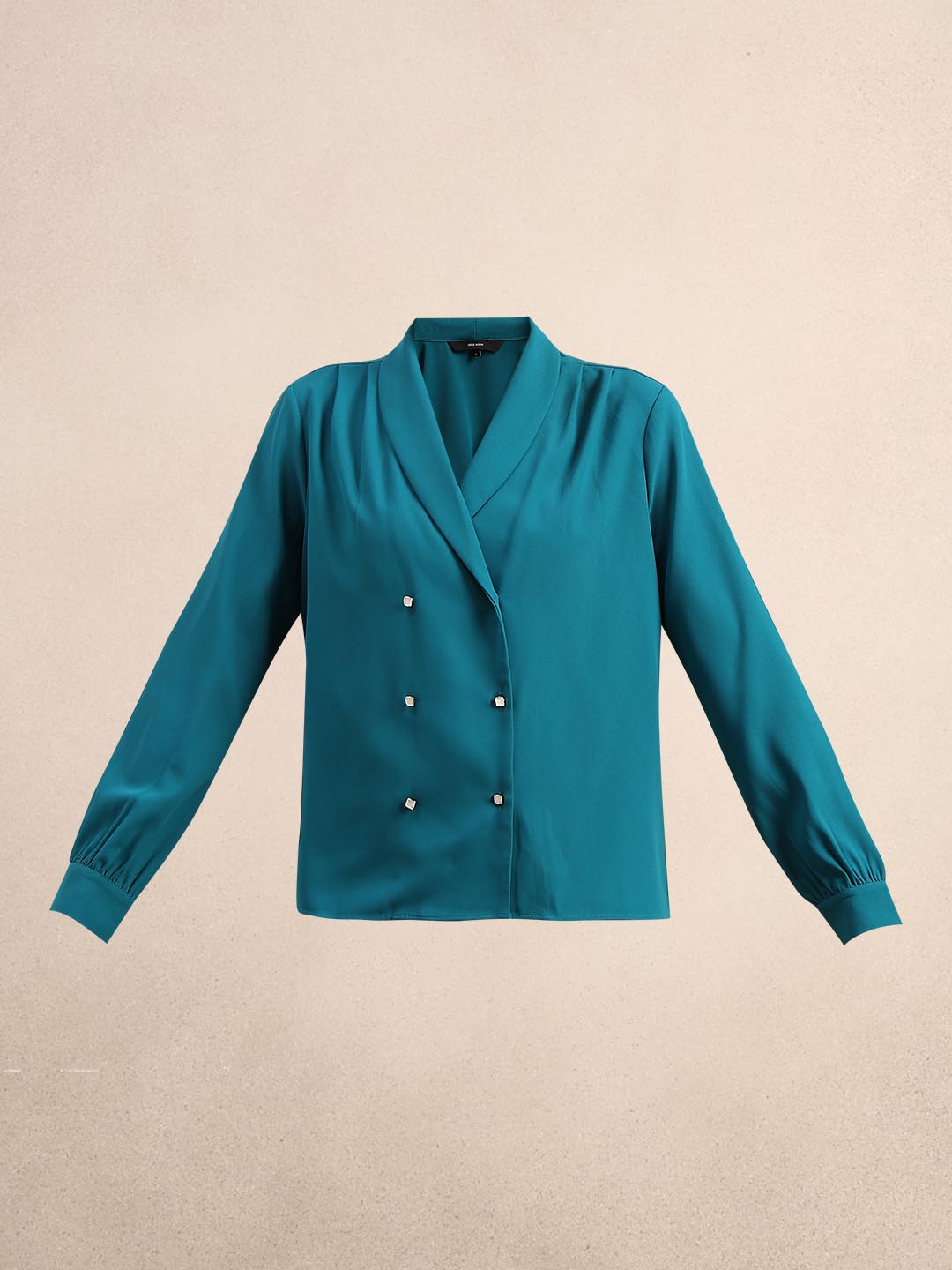 Teal Gathered Sleeves Top