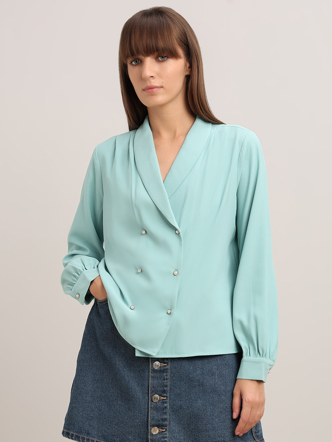 Pearl Button Detail Top