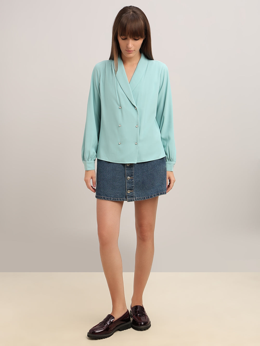 Pearl Button Detail Top