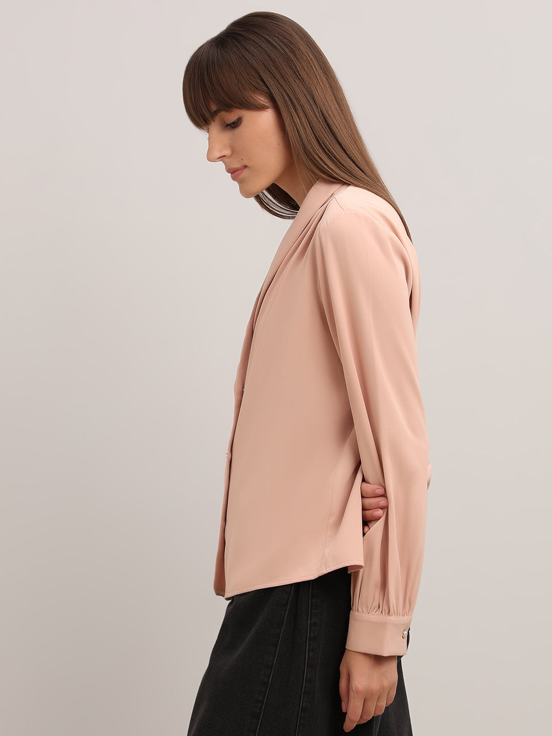 Pearl Button Detail Top - Pink