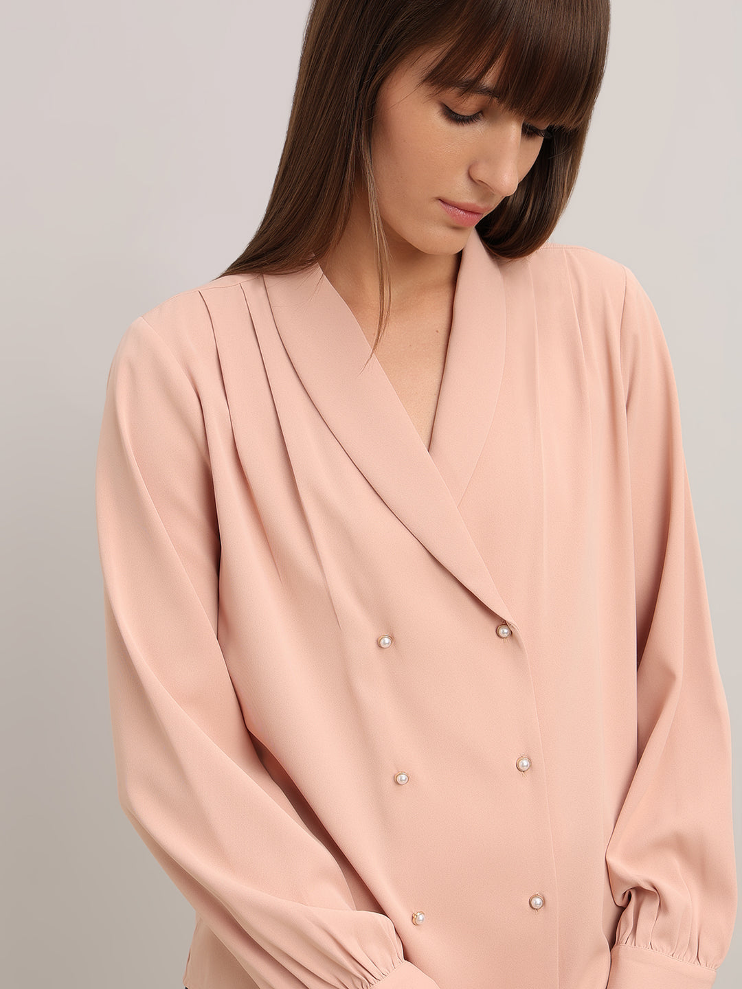 Pearl Button Detail Top - Pink