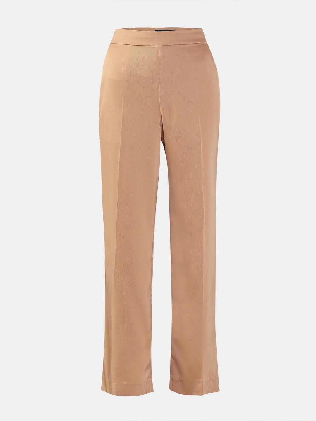 Beige High Rise Straight Fit Pants