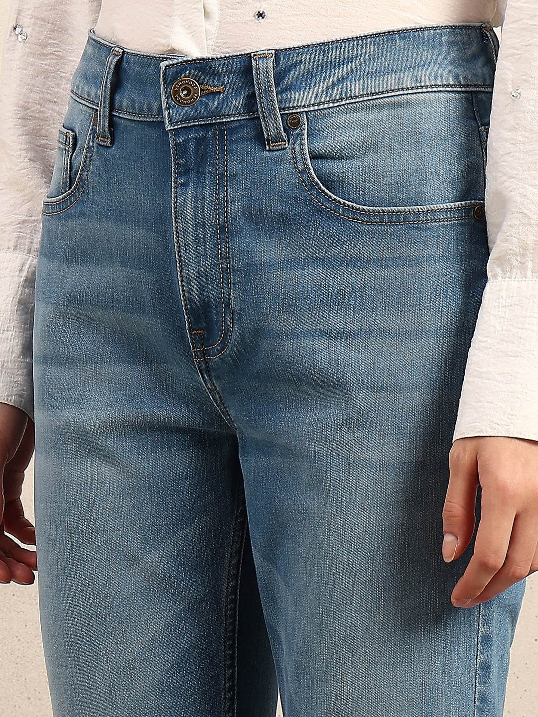 Light Blue Mid Rise Bootcut Jeans