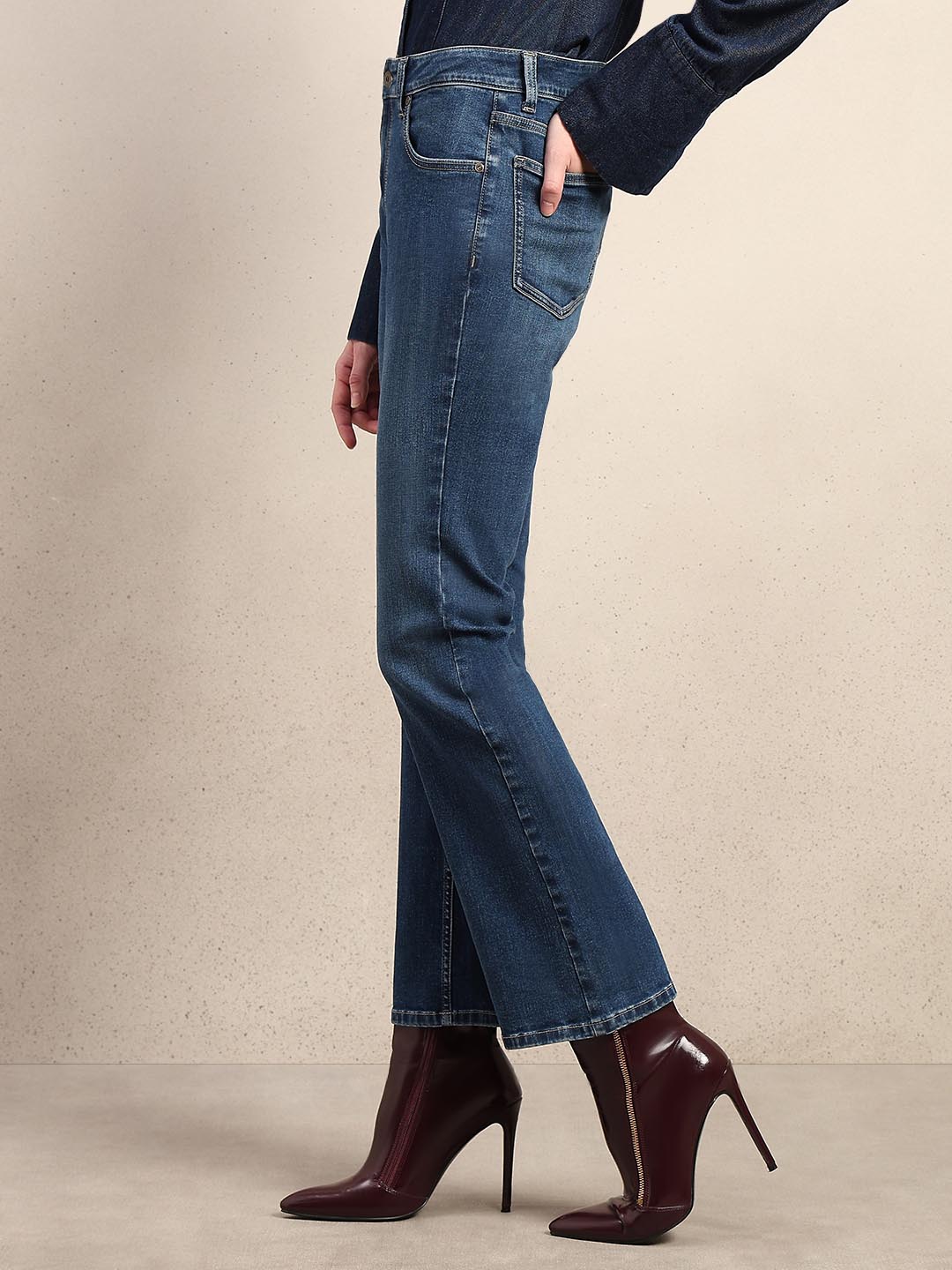Blue Mid Rise Bootcut Jeans