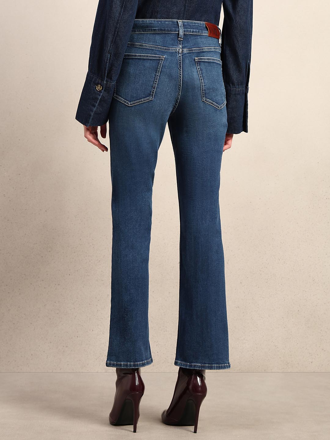 Blue Mid Rise Bootcut Jeans