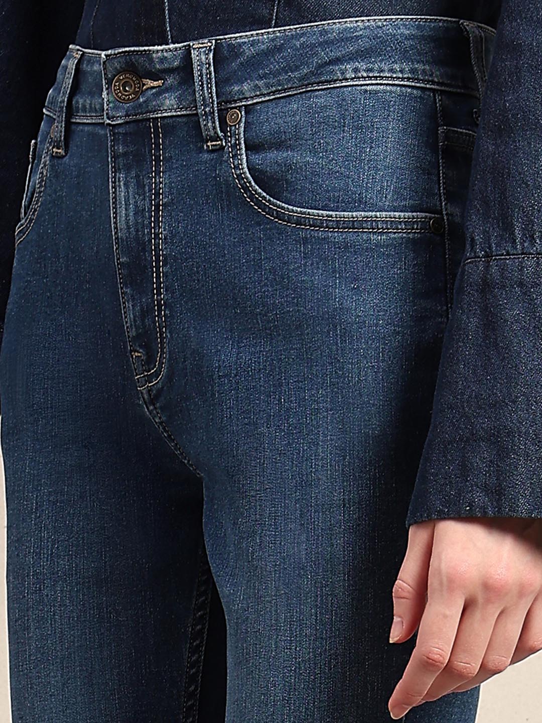 Blue Mid Rise Bootcut Jeans