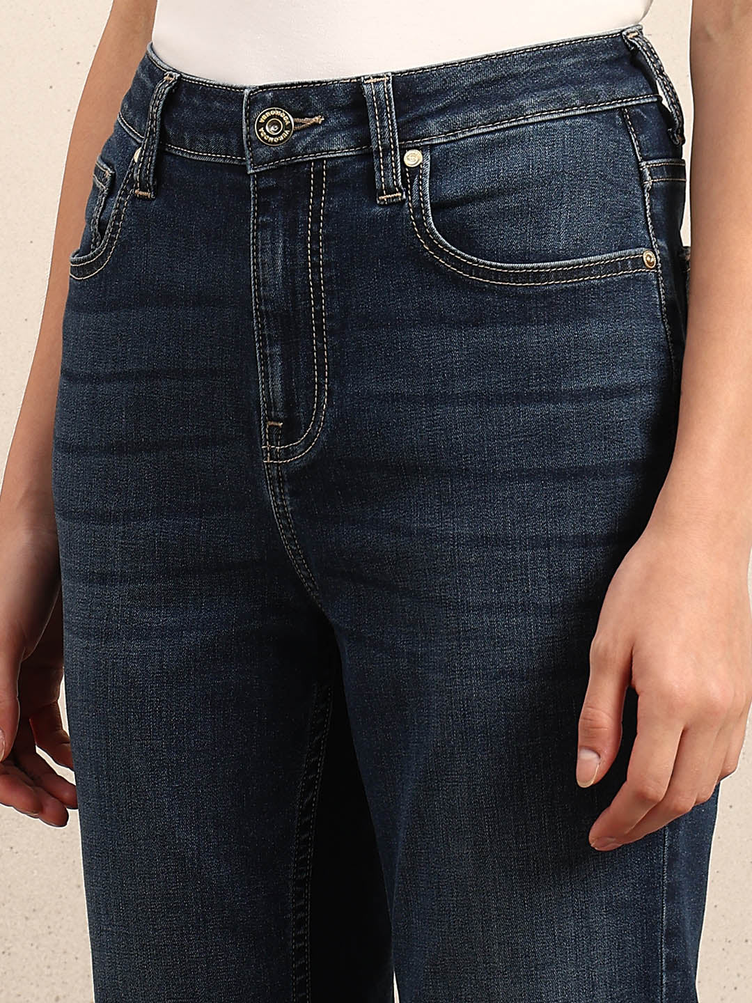 Blue Mid Rise Slim Fit Jeans